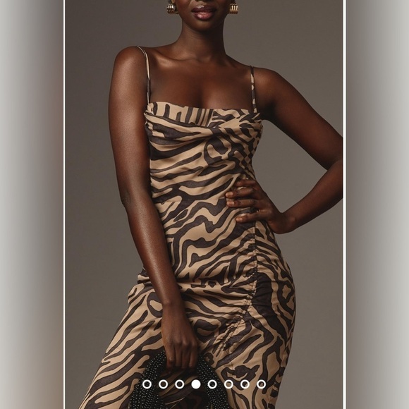 Anthropologie women’s Sz 14 Draped-Back Asymmetrical Slip Midi Dress backless - Picture 7 of 16